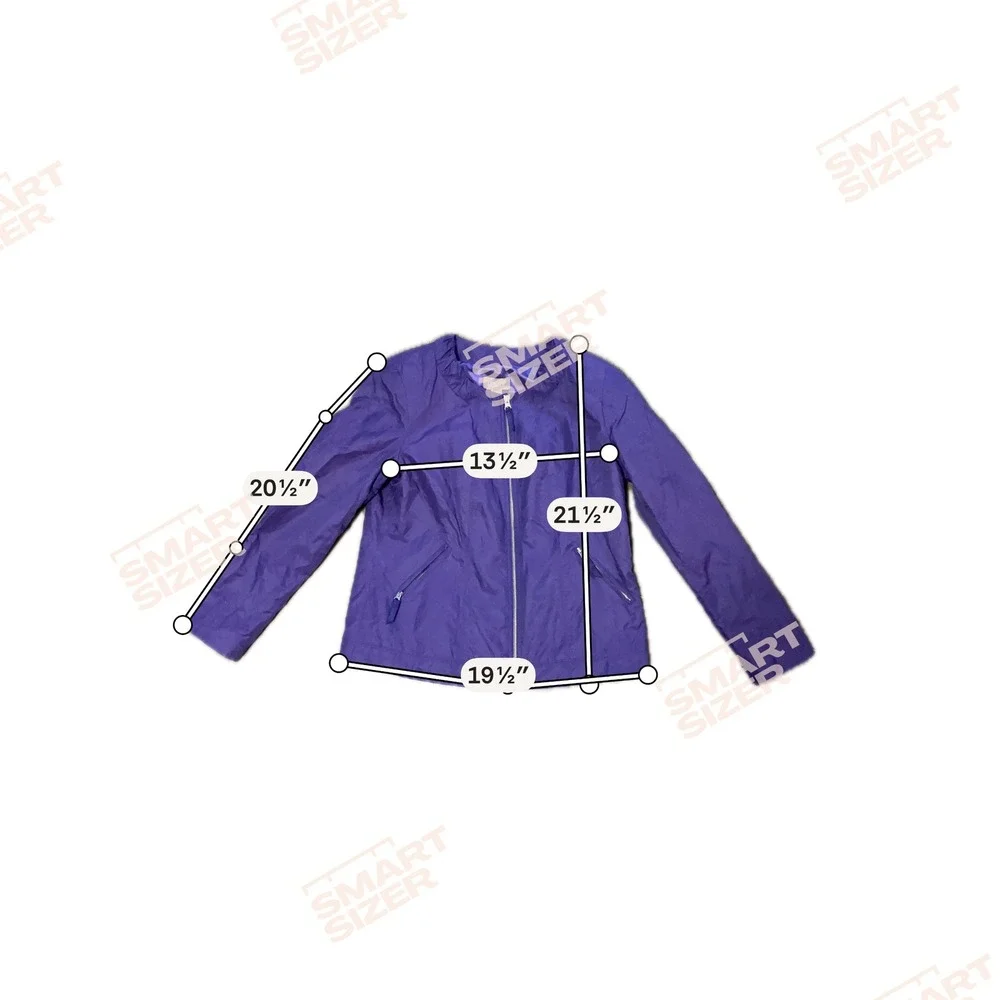 Chicos Purple Full Zip Ruffle Neck Lightweight Jacket Size 1 M Cotton Blend
